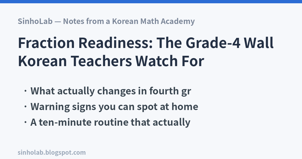 Fraction Readiness: The Grade-4 Wall Korean Teachers Watch For