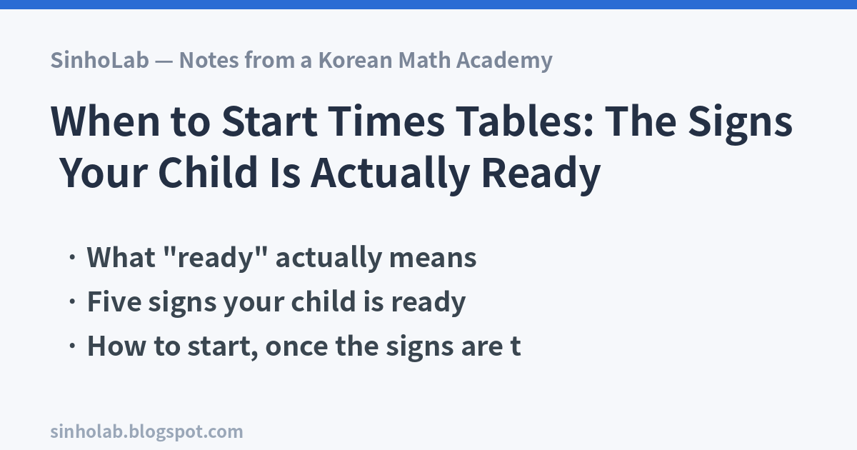 When to Start Times Tables: The Signs Your Child Is Actually Ready